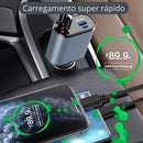 Carregador Veicular 4 em 1 com Cabos Retráteis